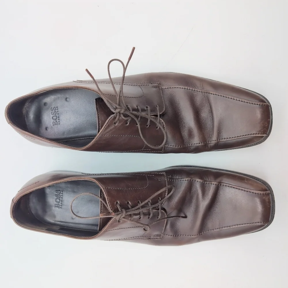 Classic Hugo Boss Sz 11 Brown Leather Men's Dress Shoes